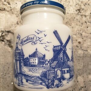 French mustard milk glass jar. Rare Find.